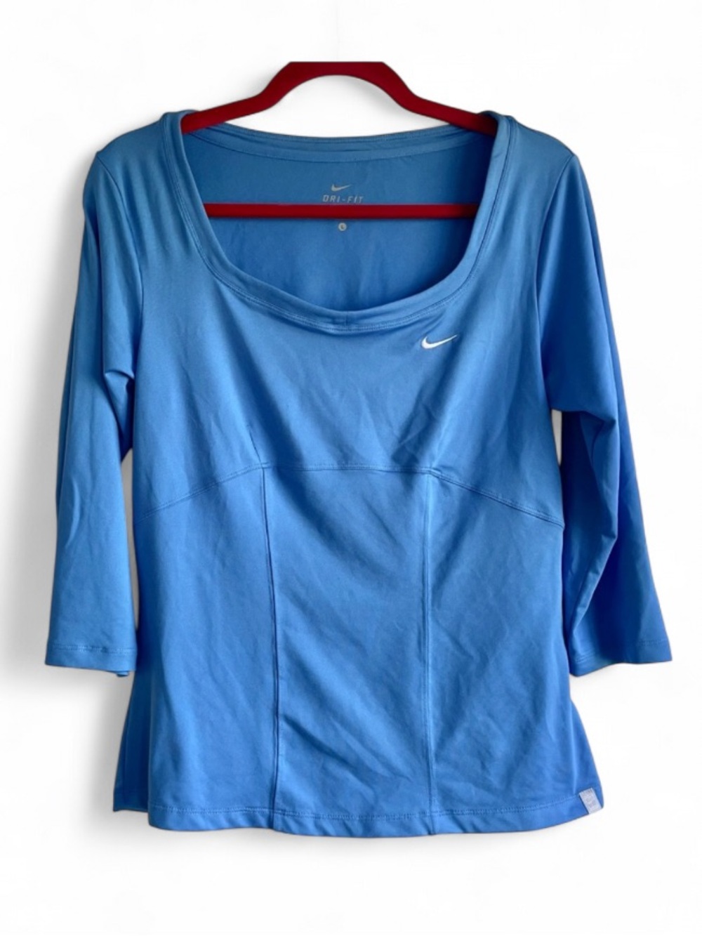 Nike Women's Dri-Fit Sky Blue 3/4 Sleeve Scoop Neck Shirt Size L